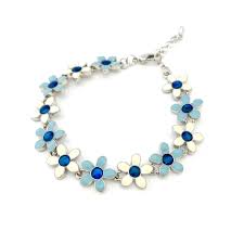 Marine Opal Bracelet - Blue & White Flowers