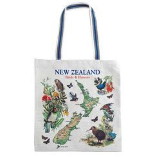 NZ Carry Bag - New Zealand Birds & Flowers