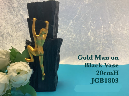 JGB - Gold Man on Black Vase