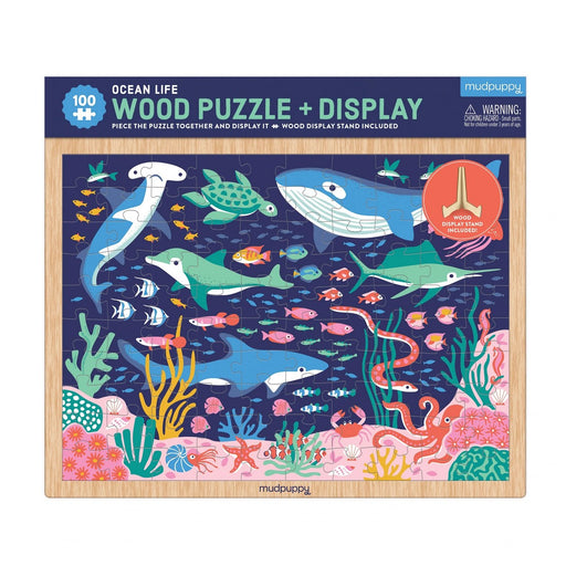 Mudpuppy - Wood Puzzle + Display Ocean Life
