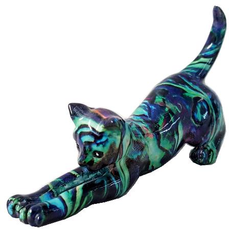 NZ Ornament - Polystone Paua Cat 80mm
