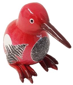 NZ Ornament - Polystone Resin Kiwi - Red 45mm