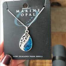 Marine Opal - Filigree Teardrop Pendant