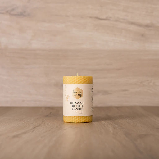 Honeywrap Hand Rolled Beeswax Pillar Candle - 10.5cm Medium