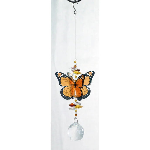Wind Spinners - Orange Butterfly with Crystals