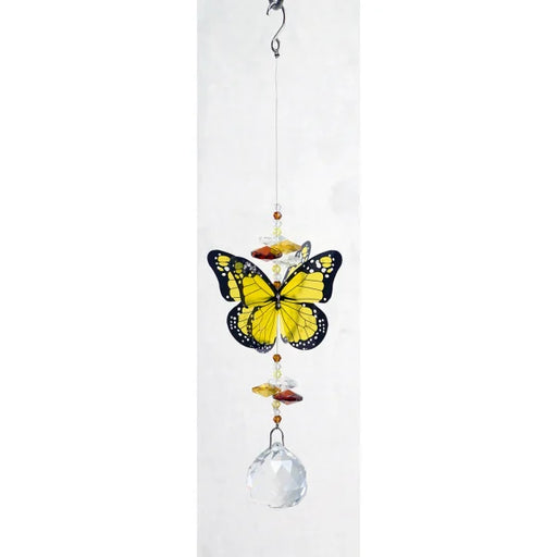 Wind Spinners - Yellow Butterfly with Crystals