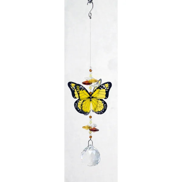 Wind Spinners - Yellow Butterfly with Crystals