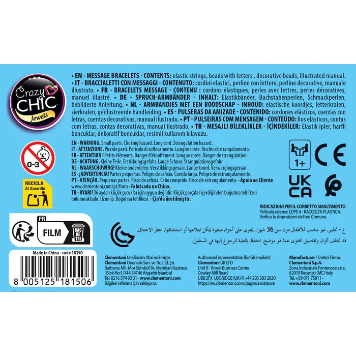 Clementoni - Crazy Chic Jewels Message Bracelets Light Blue