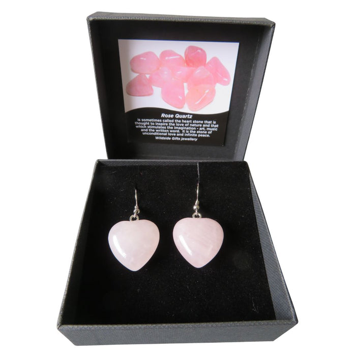 Wildside PS93 - Large Rose Quartz Heart Earrings