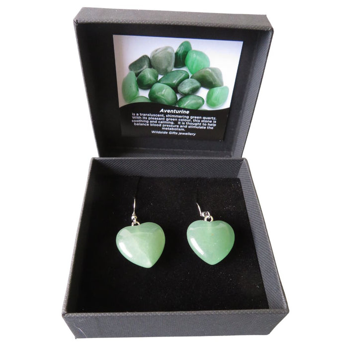 Wildside PS94 - Large Adventurine Heart Earrings