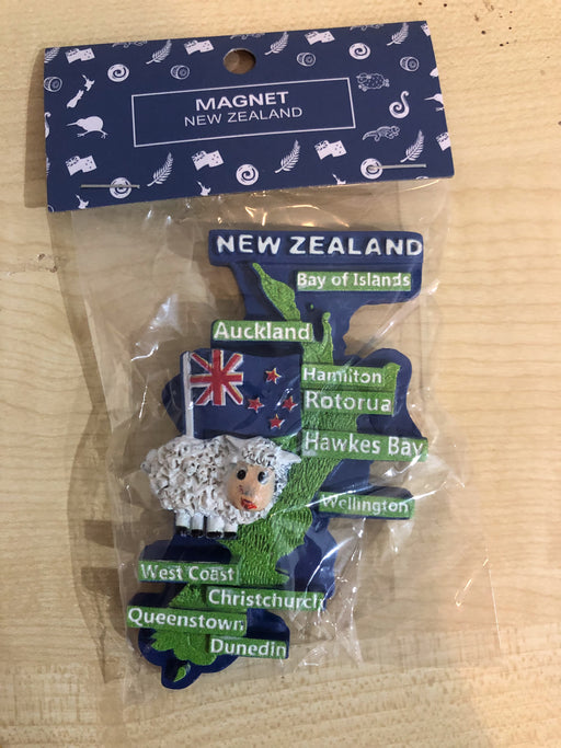 NZ Magnet - 3D New Zealand Map Sheep/Flag