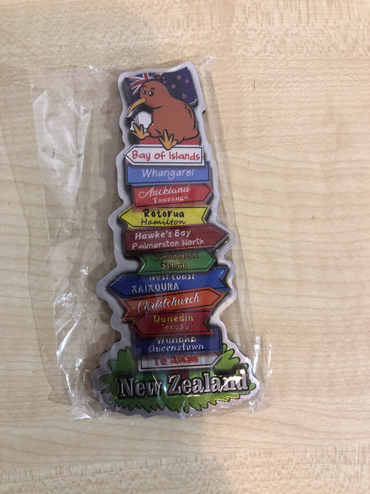 NZ Magnet - 3D New Zealand Kiwi with Signs