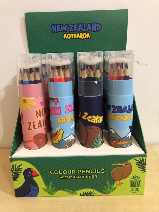 New Zealand Colour Pencil 12pk Kiwi, Kea & Pukeko pale blue