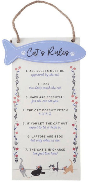 CGB Giftware - Floral Prints - Cat Rules Sign