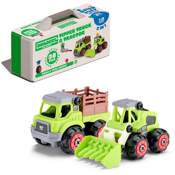 Kid Antics - Farm Vehicles Tipper Truck & Tractor (2 in 1)
