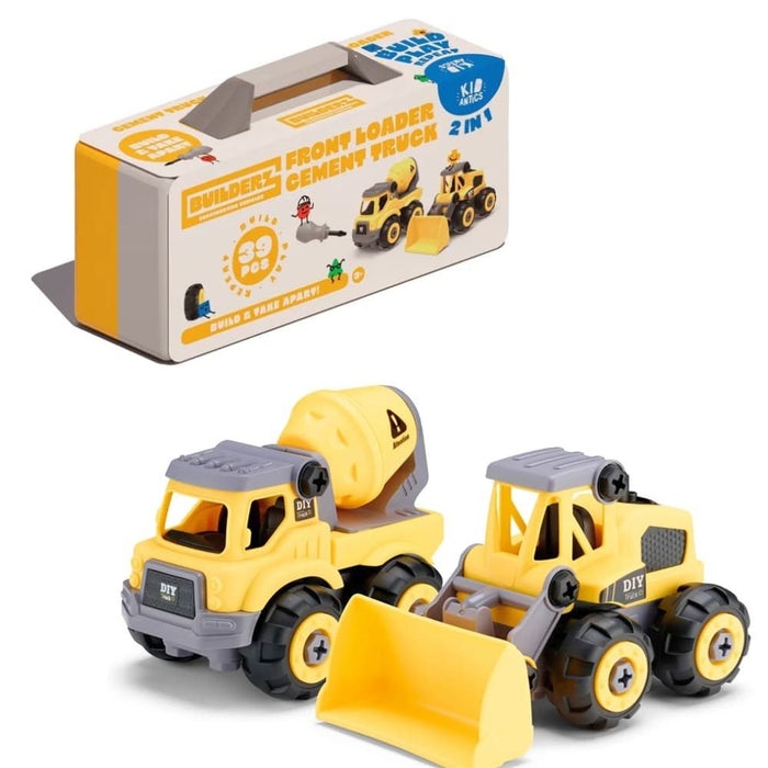 Kid Antics - Builderz Construction Front Loader & Cement Truck (2 in 1)