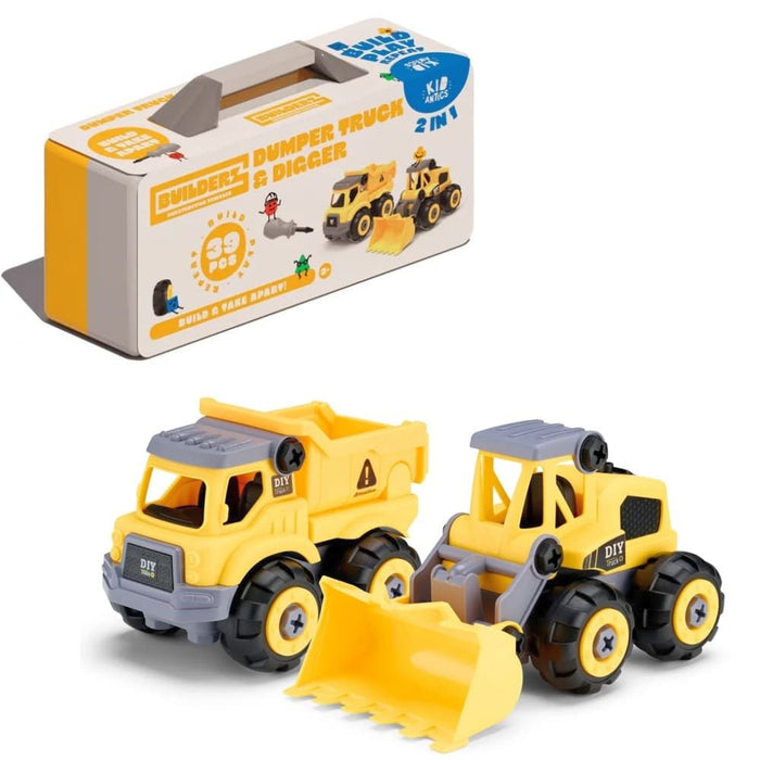 Kid Antics - Builderz Construction Dumper Truck & Digger (2 in 1)