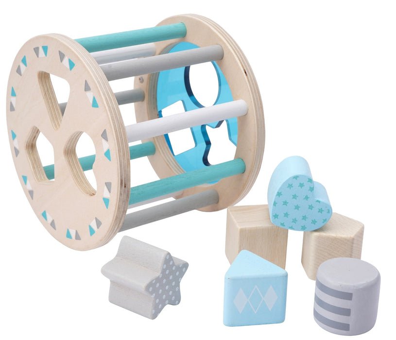 Little Tribe- Wooden Rolling Shape Sorter (Teal)