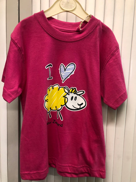 Pink I Heart Sheep Girls Tee - Size 2