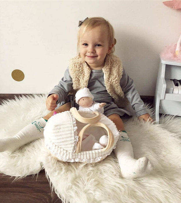 Tikiri - Carry Cot with Baby Doll, Bottle & Blanket