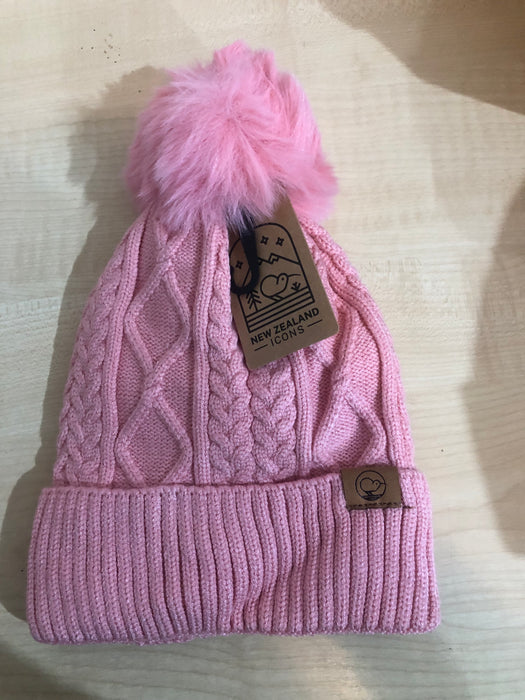 NZ Beanie - Pink Lined