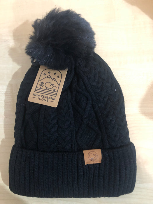 NZ Beanie - Black Lined