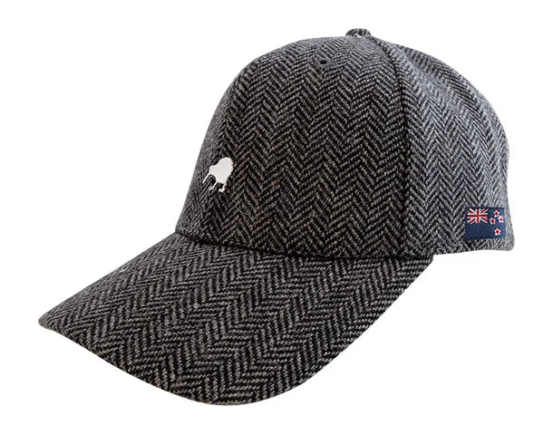 NZ Cap - Tweed Herringbone Grey