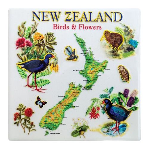 NZ Ceramic Coasters - Birds & Flowers