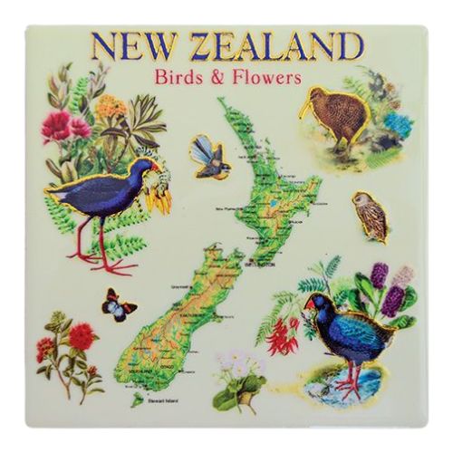 NZ Ceramic Coasters - Birds & Flowers