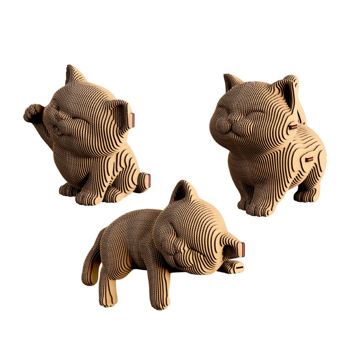 Cartonic 3D Cardboard Sculpture Puzzle - Trio Kittens