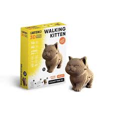Cartonic 3D Cardboard Sculpture Puzzle - Walking Kitten