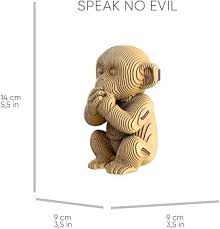 Cartonic 3D Cardboard Sculpture Puzzle - Trio Monkeys