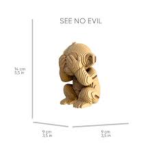 Cartonic 3D Cardboard Sculpture Puzzle - Trio Monkeys