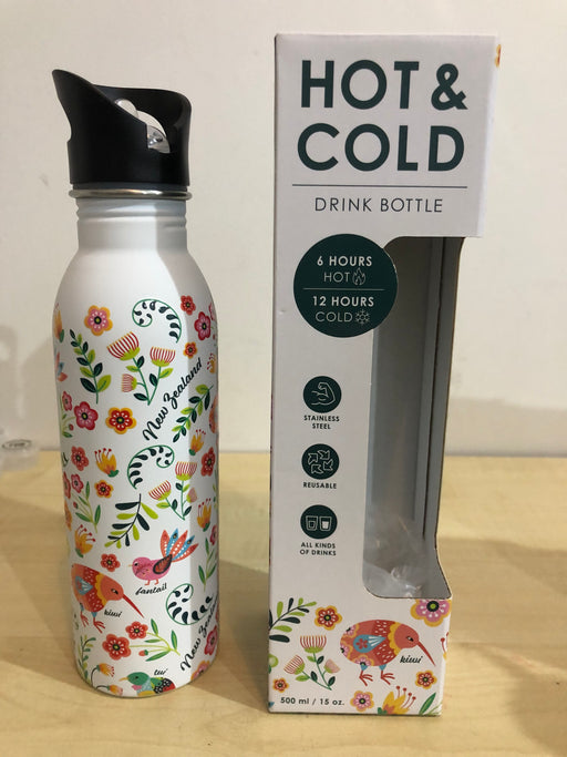 NZ S/S Drink Bottle - Manu White 500ml