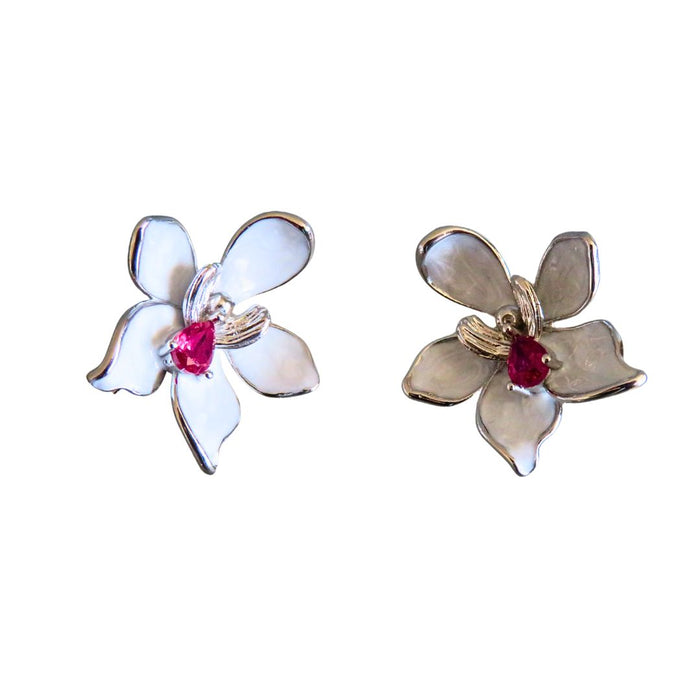 Wildside ER104 - White Orchid Drop Earrings