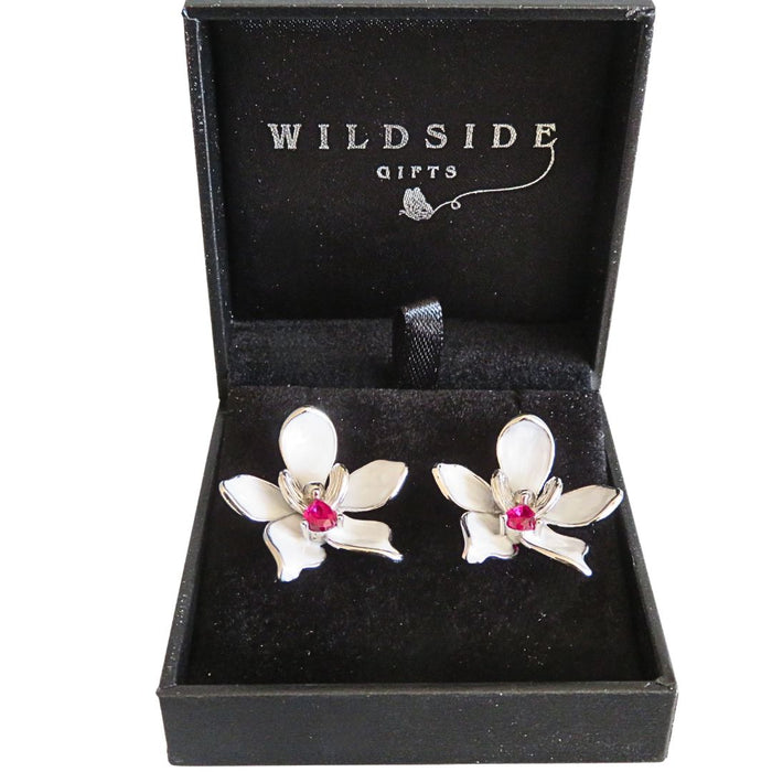 Wildside ER104 - White Orchid Drop Earrings