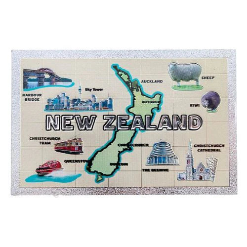 NZ Magnet - Foil Magnet New Zealand Map Icons