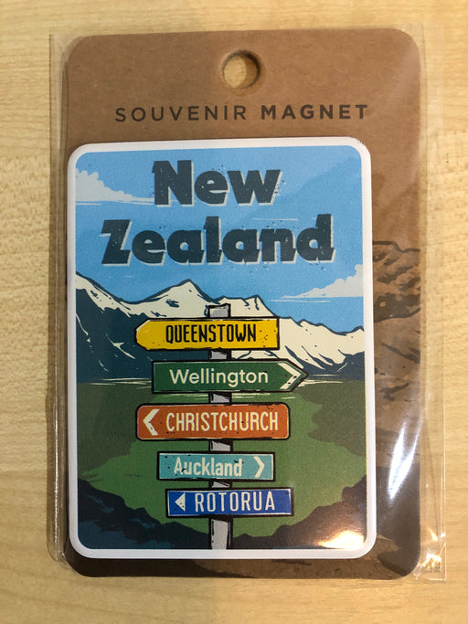 NZ Magnet - Retro Signs Alpine Scene