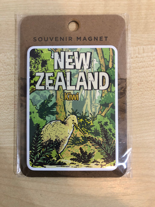 NZ Magnet - Retro Kiwi in Forest