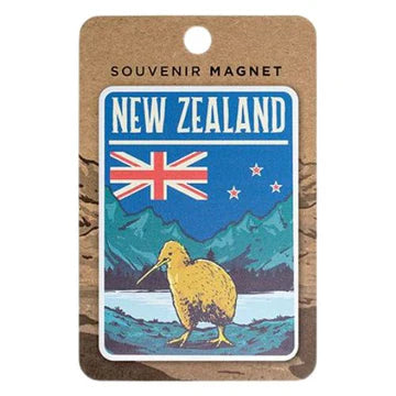 NZ Magnet - Retro Kiwi & Flag