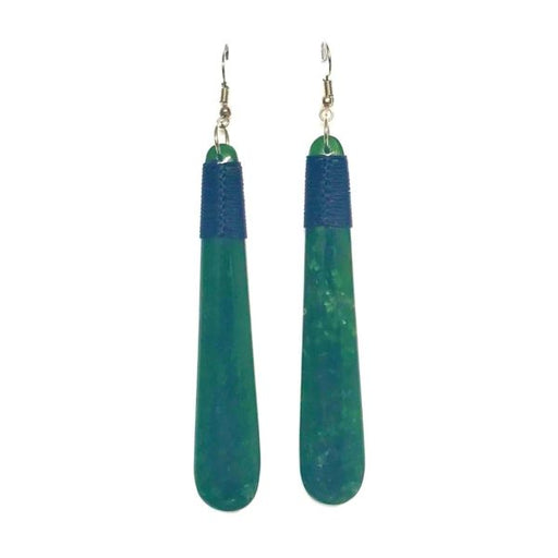 NZ Greenstone Earrings with binding 90mm