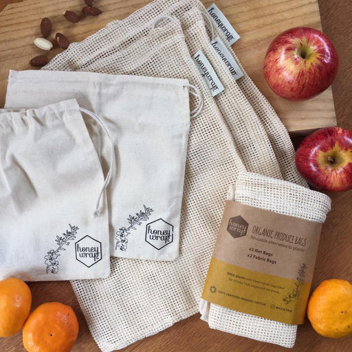 Honeywrap 5-pack Organic Cotton Produce & Bulk Bin Bags