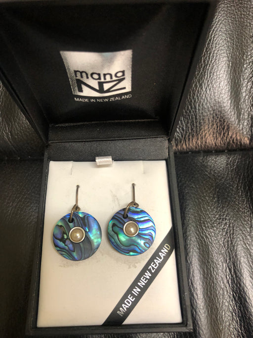 Mana NZ - Earrings Paua & Pearl 1036