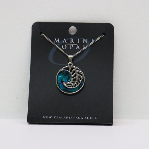 Marine Opal - Fern Round Pendant