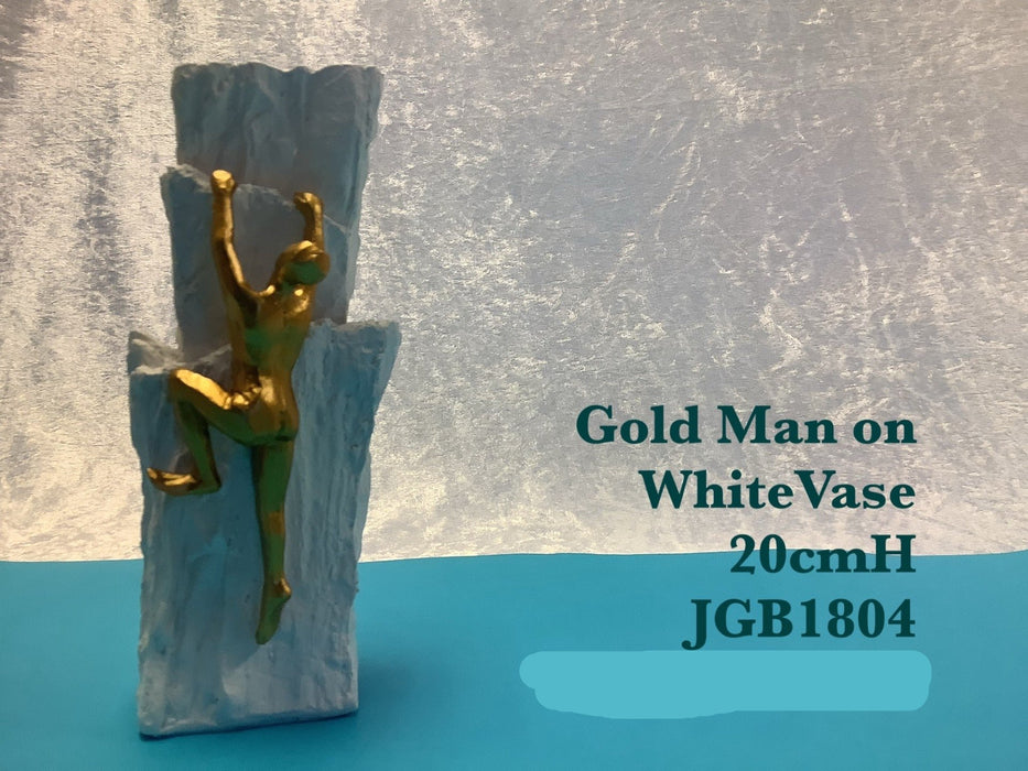 JGB - Gold Man on White Vase