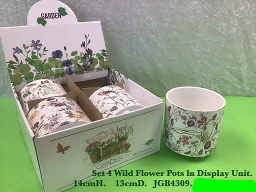 JGB - Wild Flowerpots (4 assorted)