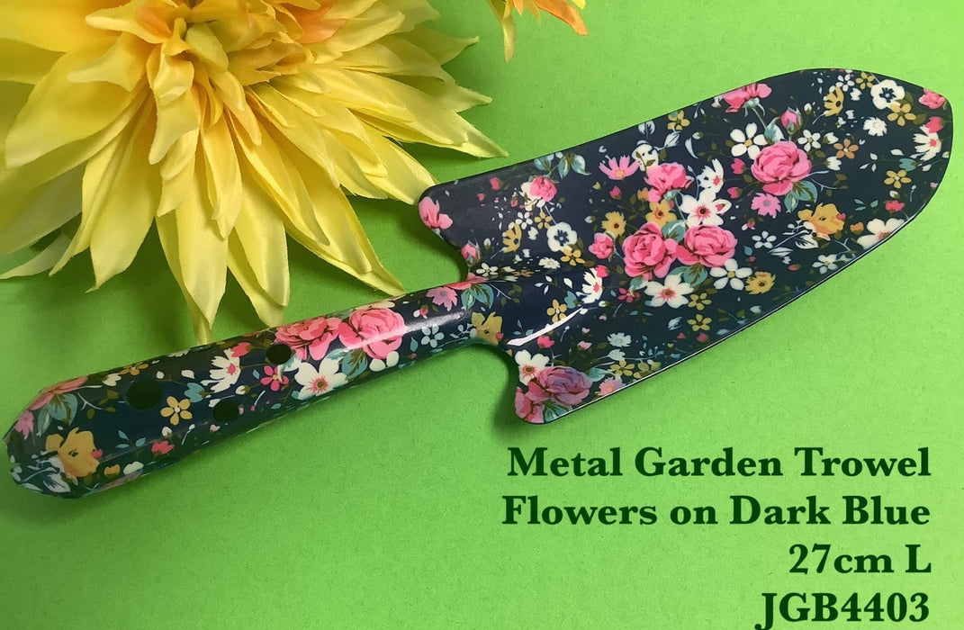 JGB - Metal Garden Trowel Flower on Dark Blue