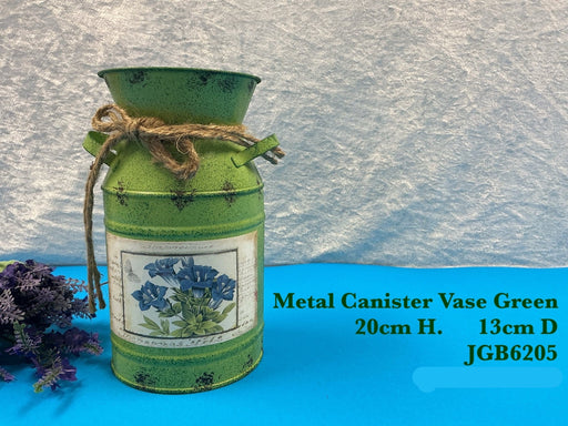 JGB - Metal Cannister Vase Green
