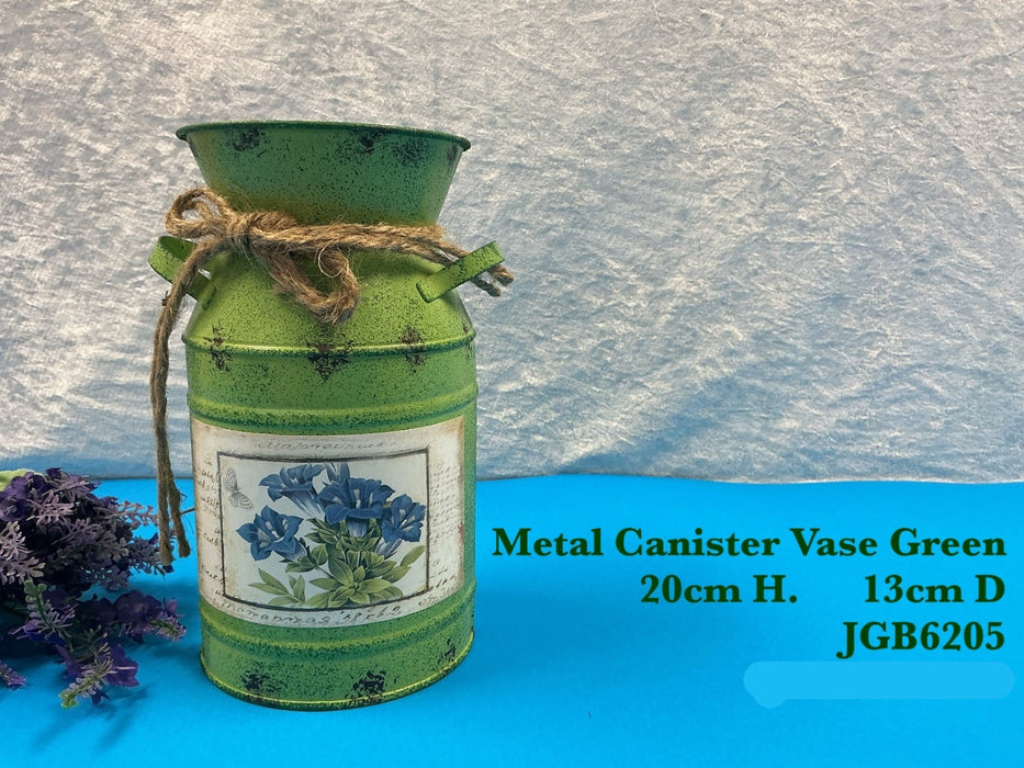 JGB - Metal Cannister Vase Green