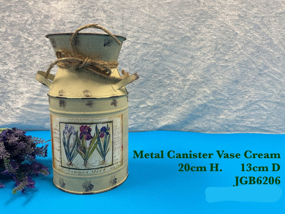 JGB - Metal Cannister Vase Cream